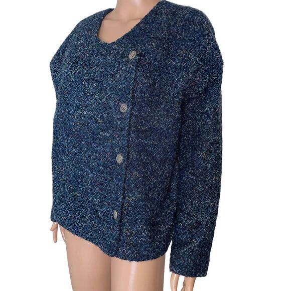 Coldwater Creek Button Up Sherpa Jacket boucle career modest navy blue button up - Picture 3 of 9
